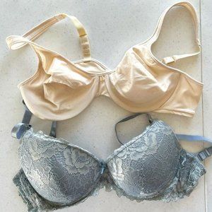 Bra Bundle of Blue Lacey Sophie b and Bali Ivory Unlined Bra Both Size 38C